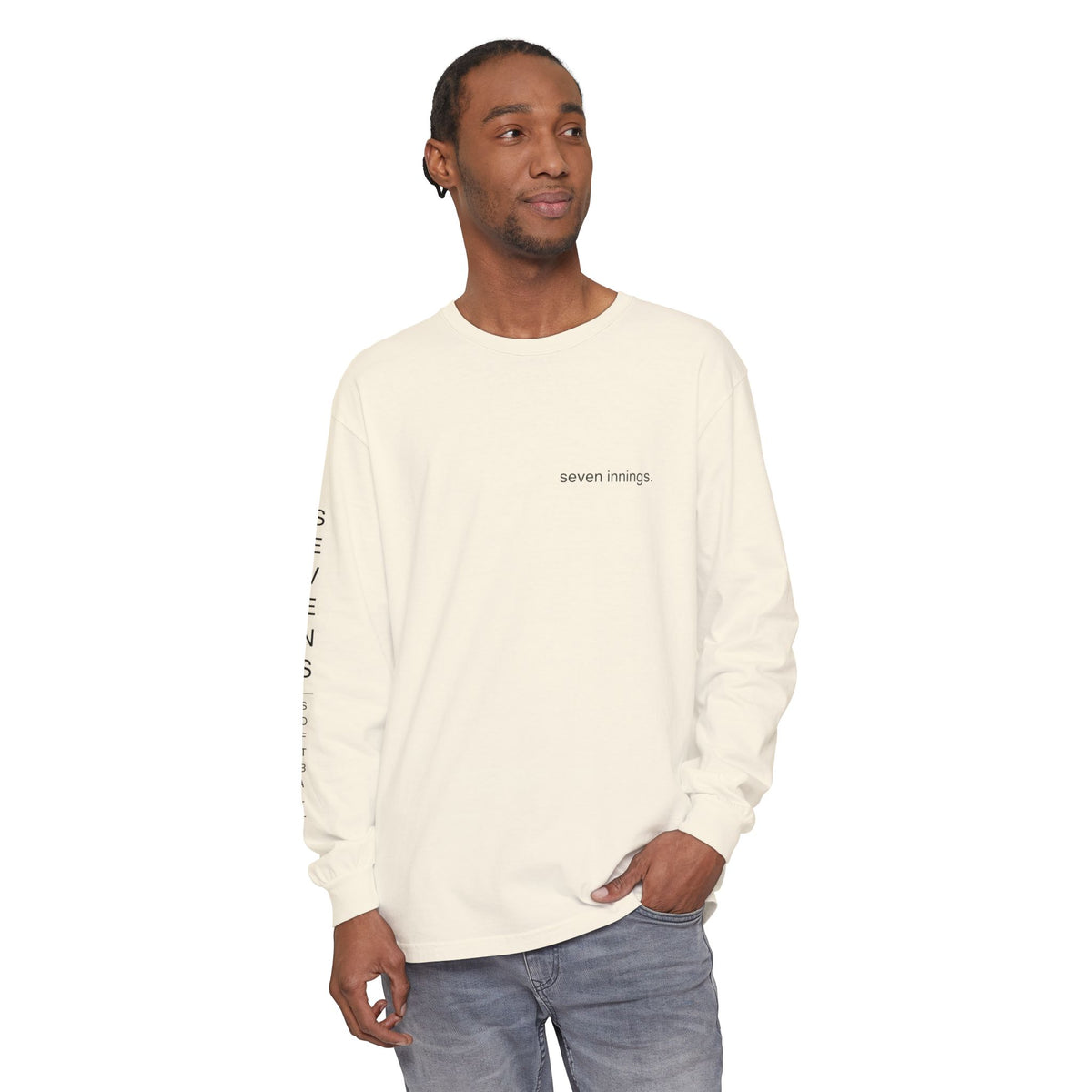 seven innings. Garment-Dyed Long Sleeve