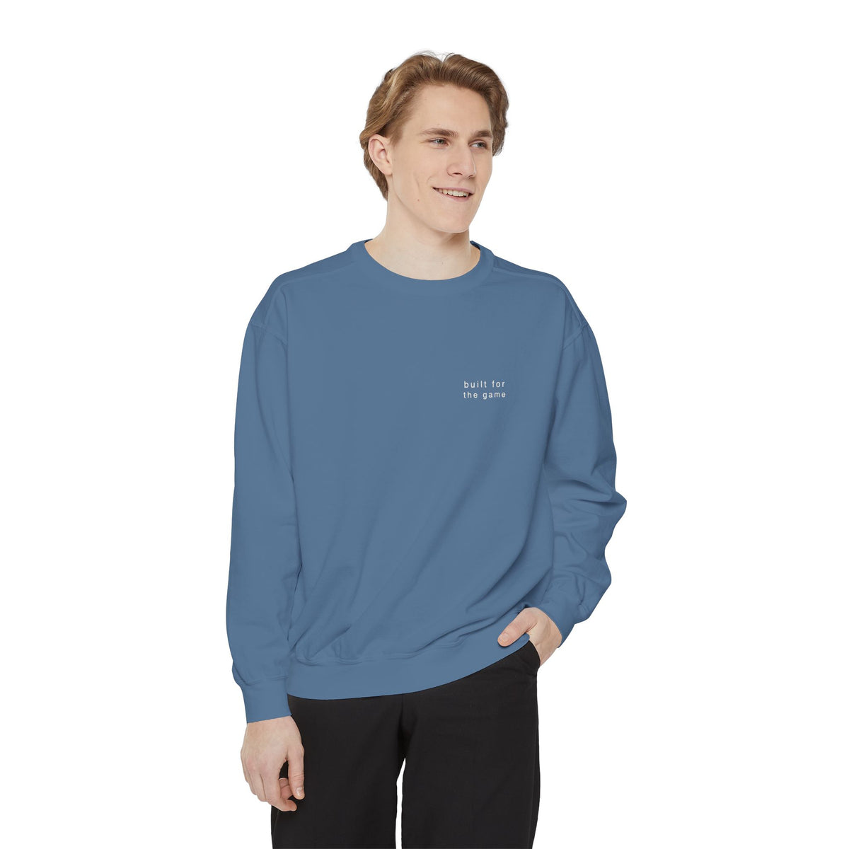 built for the game. Garment-Dyed Crewneck