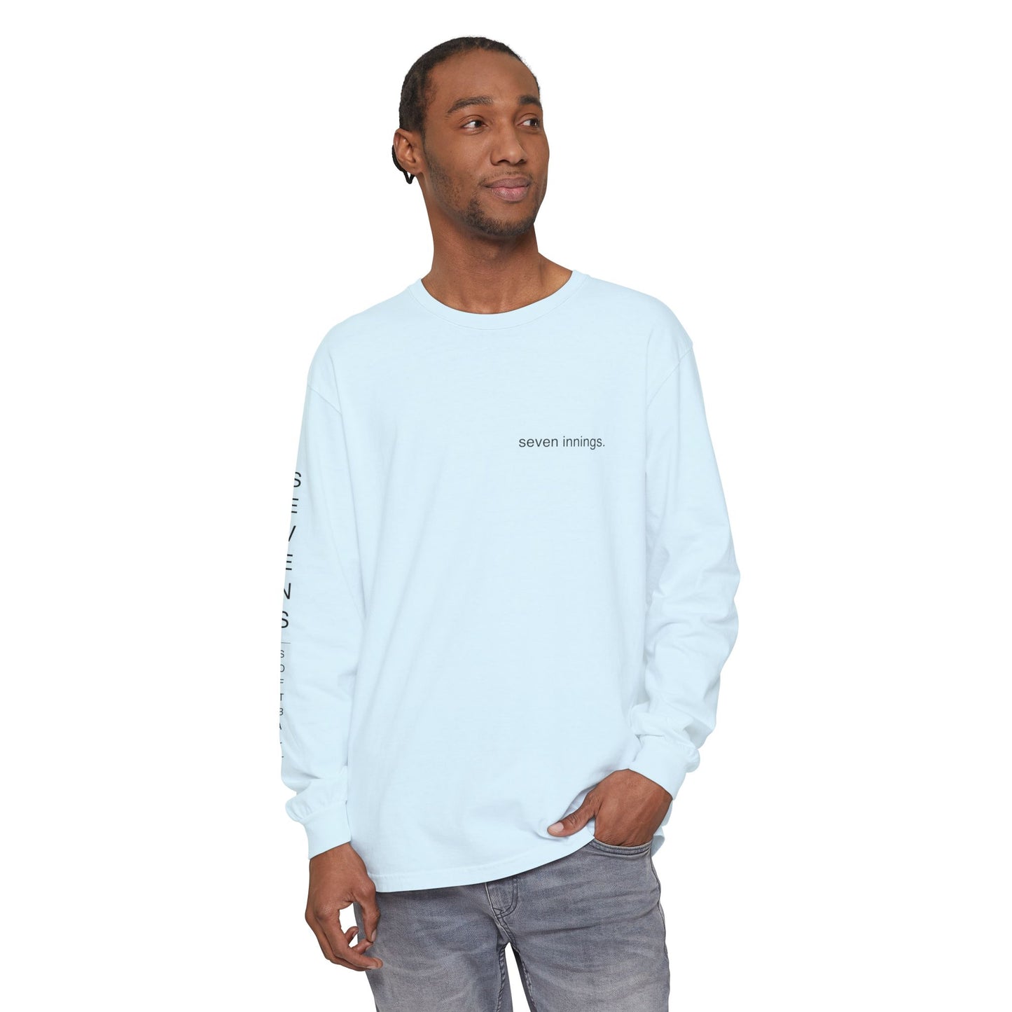 seven innings. Garment-Dyed Long Sleeve