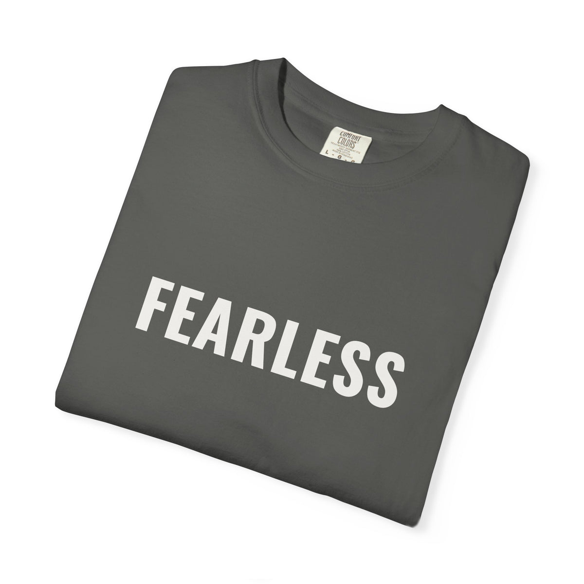 Fearless garment-dyed tee in Pepper — folded detail — by Sevens Softball