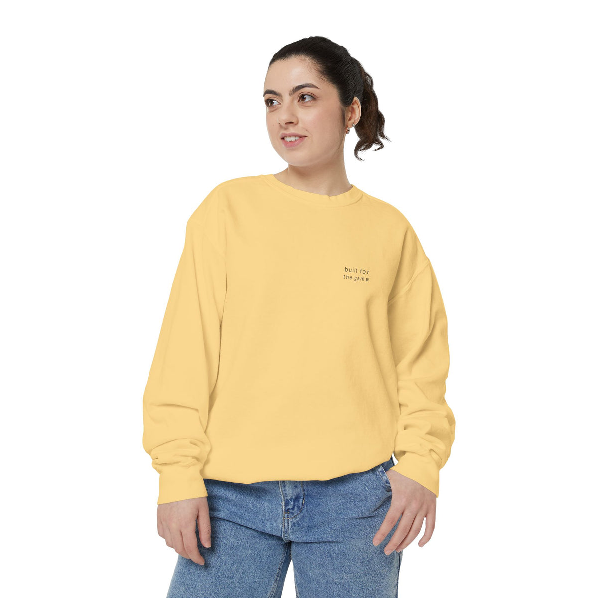 built for the game. Garment-Dyed Crewneck