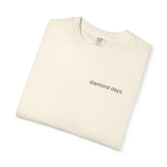 Diamond Days garment-dyed tee in Ivory — folded product view — by Sevens Softball