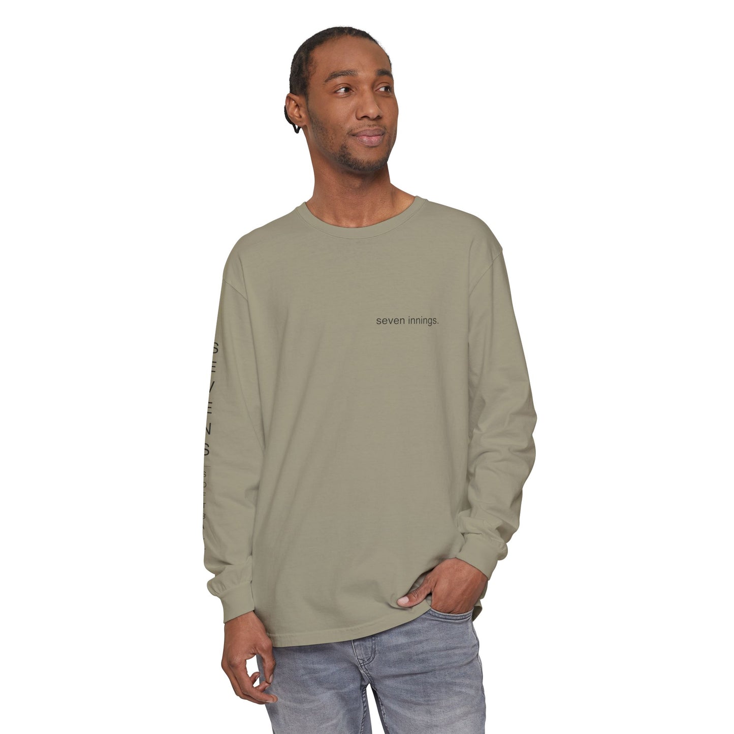seven innings. Garment-Dyed Long Sleeve