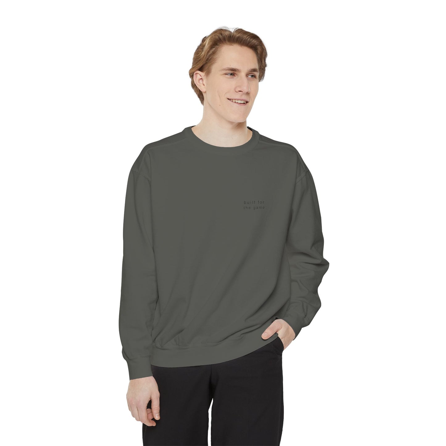 built for the game. Garment-Dyed Crewneck