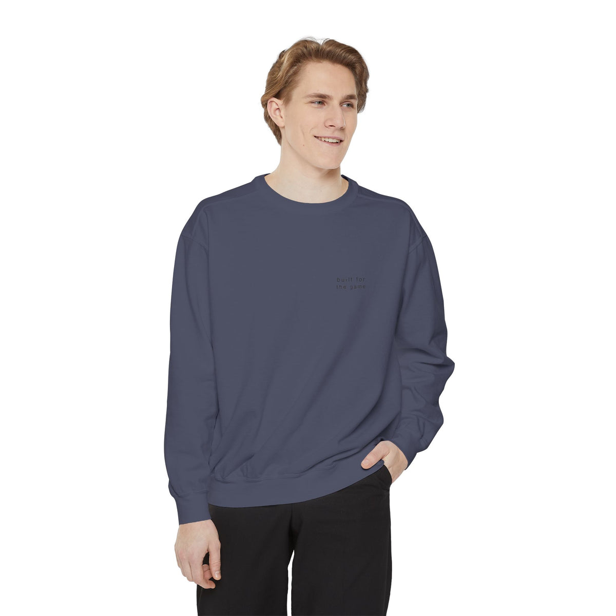 built for the game. Garment-Dyed Crewneck